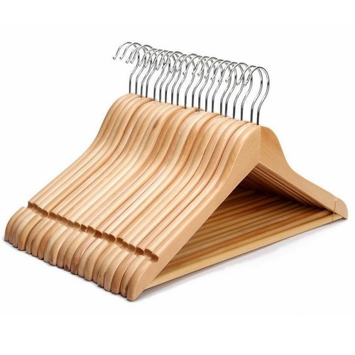 Natural wooden coat hangers - natural,